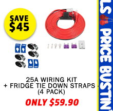 25A Wiring Kit + Fridge Tie Down Straps - (4 Pack)
