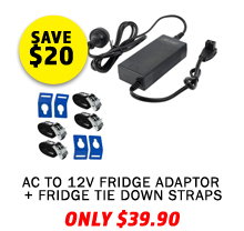 AC To 12V Fridge Adaptor + Fridge Tie Down Straps - (4 Pack)