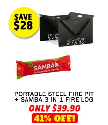 Portable Steel Fire Pit + SAMBA 3 in 1 Fire Log
