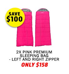 2x Pink Premium Sleeping Bag - Left and Right Zipper