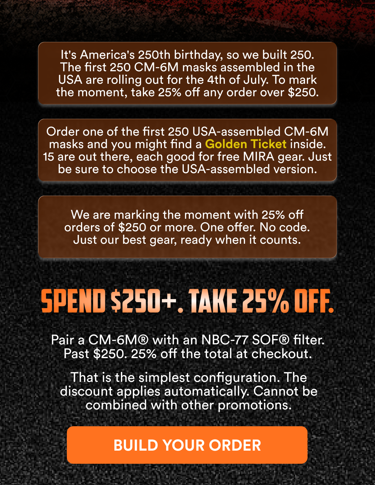  25% off when you spend $250 or more.
