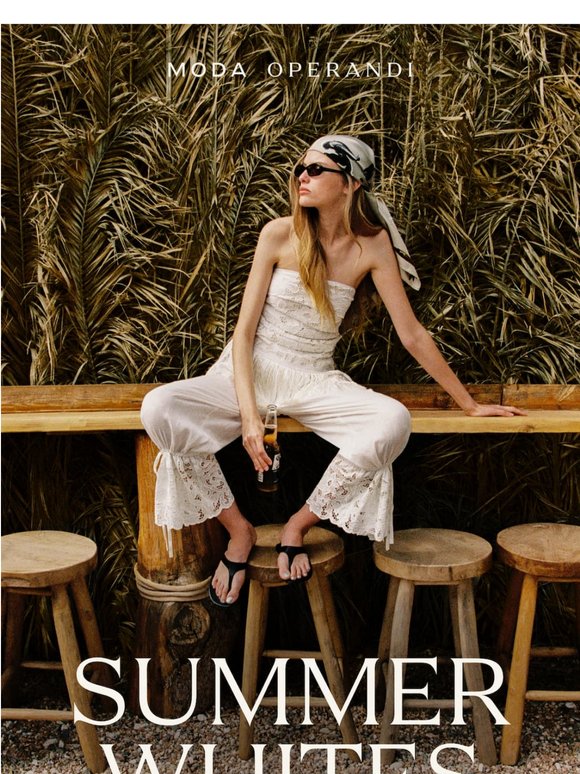 Head-to-toe white + a raffia bag