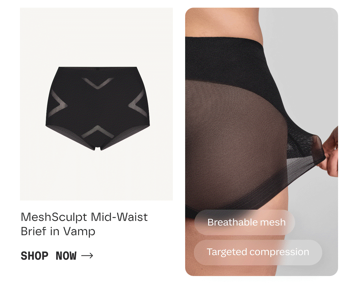 MeshSculpt Mid-Waist Brief in Vamp | SHOP NOW | Breathable mesh | Targeted compression