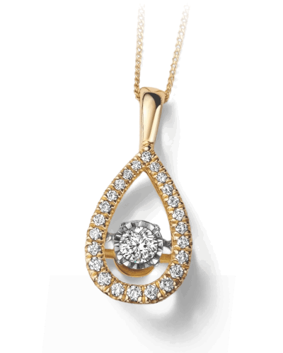 Yellow Gold Diamond Teardrop Frame Necklace 