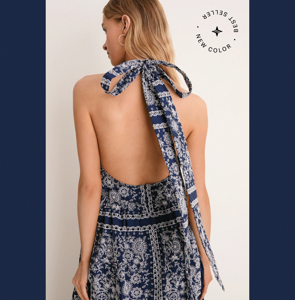 Navy Embroidered Marcie Dress