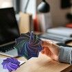 3D Printed Expanded Sensory Fidget Star,Sensory Fidget Star with Handle, Colorful Whirling Spiral Design,Star Shaped Fidget Star (Medium Blue Purple)