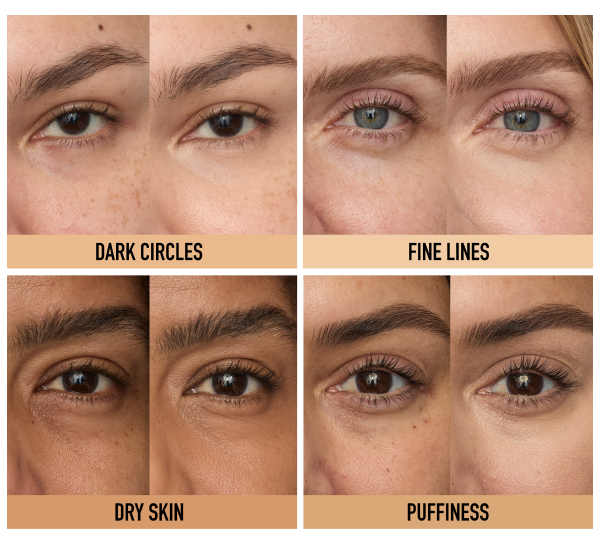 Before and after using complexion rescue 3-in-1 eye brightener