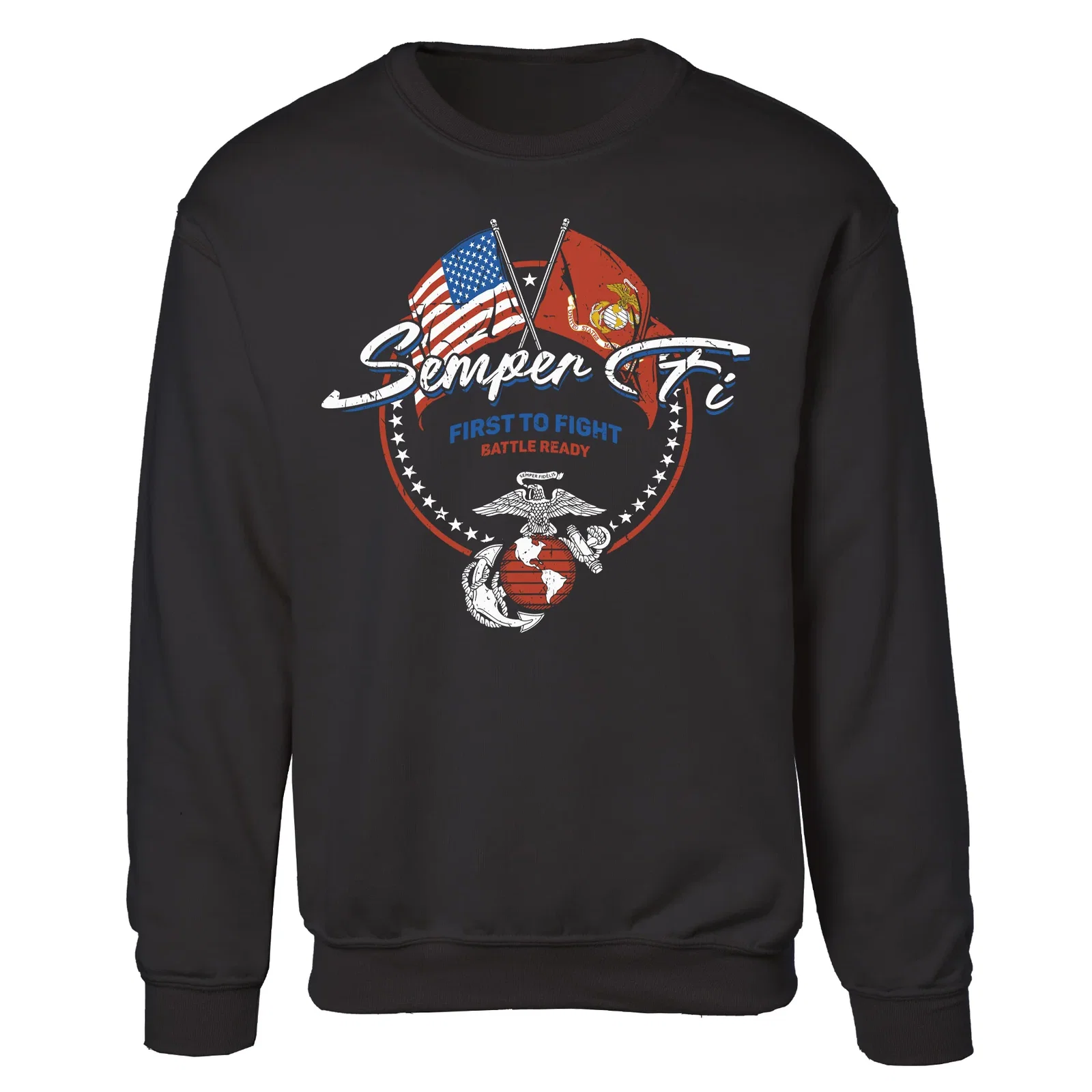 Image of Semper Fi Crossed Flags Sweatshirt