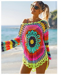 Rainbow Crochet Cover-Up Dress