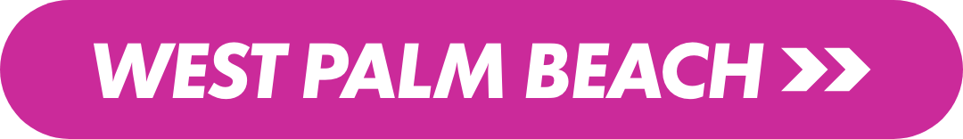 Rectangular rounded button graphic with a bright magenta background. The white text reads "WEST PALM BEACH" followed by two white chevron arrows pointing to the right. The design resembles a digital call-to-action or navigation button. The overall style is bold, simple, and modern, suitable for web or mobile interfaces.