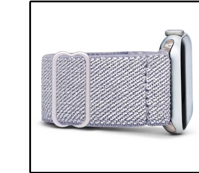 Sterling Apple Watch band, a shiny silver bestseller, on an Apple Watch.