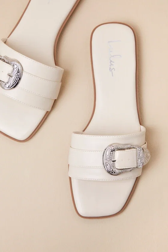Image of Nyomi Bone Buckle Slide Sandals