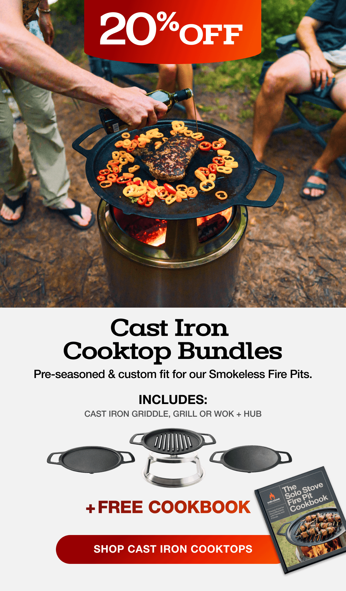 Fire Pit Cast Iron Grill Top + Hub