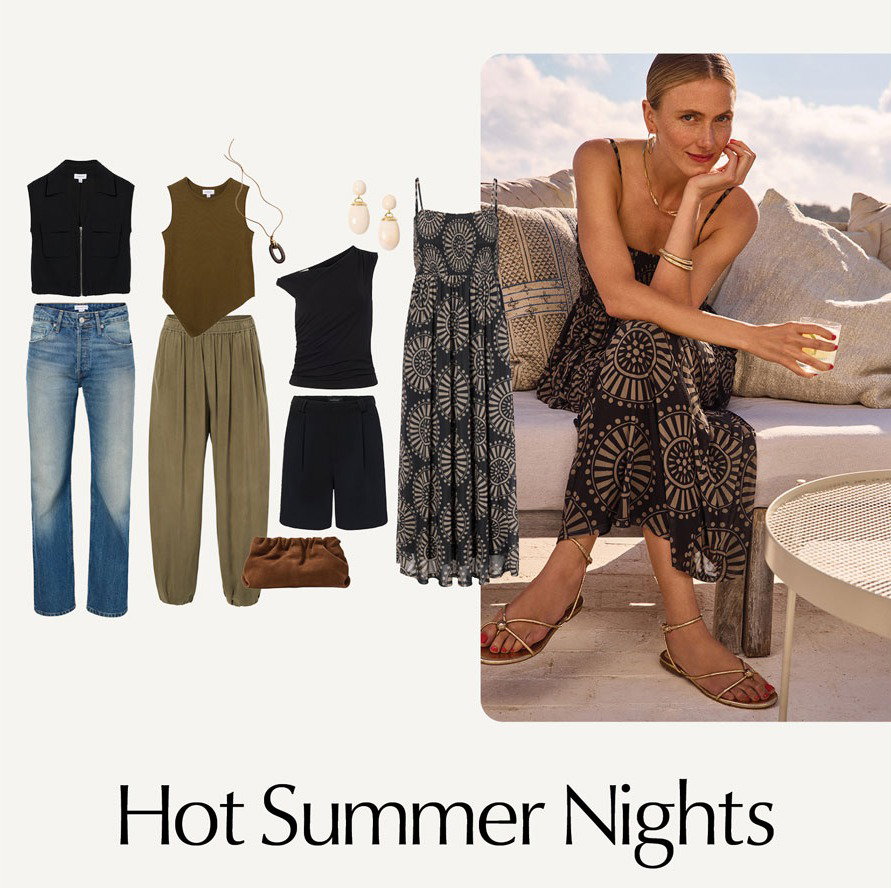 Hot Summer Nights. Image of cutouts of themebox looks.