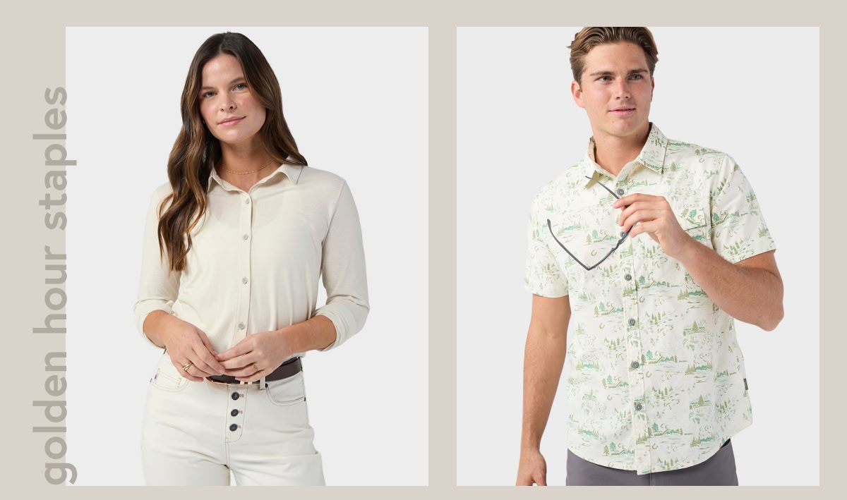 Women's Divide Shirt and Men's Curtis Camp Shirt SS