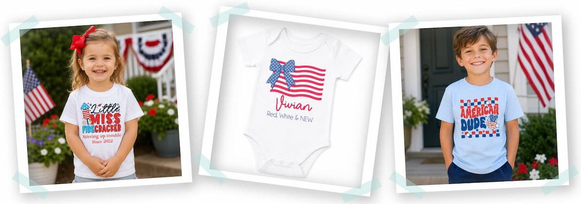 Children's Red White & Blue Personalized Shirts