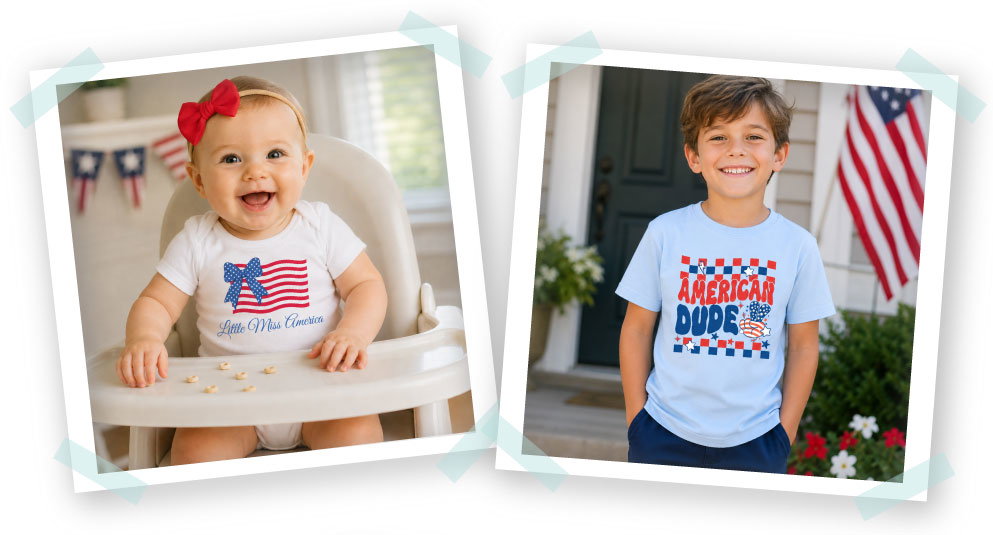 Children's Red White & Blue Personalized Shirts