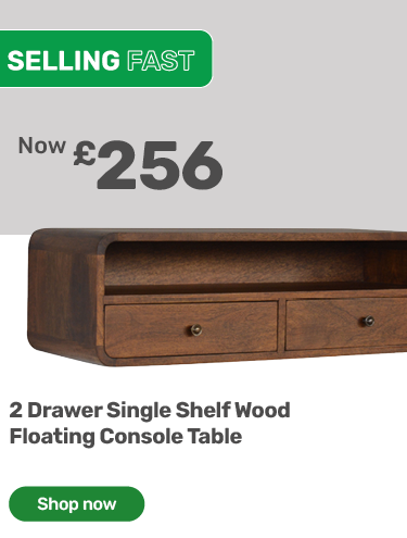 2 Drawer Single Shelf Wood Floating Console Table. £256