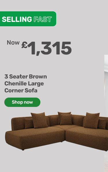 3 Seater Brown Chenille Large Corner Sofa. £1,315