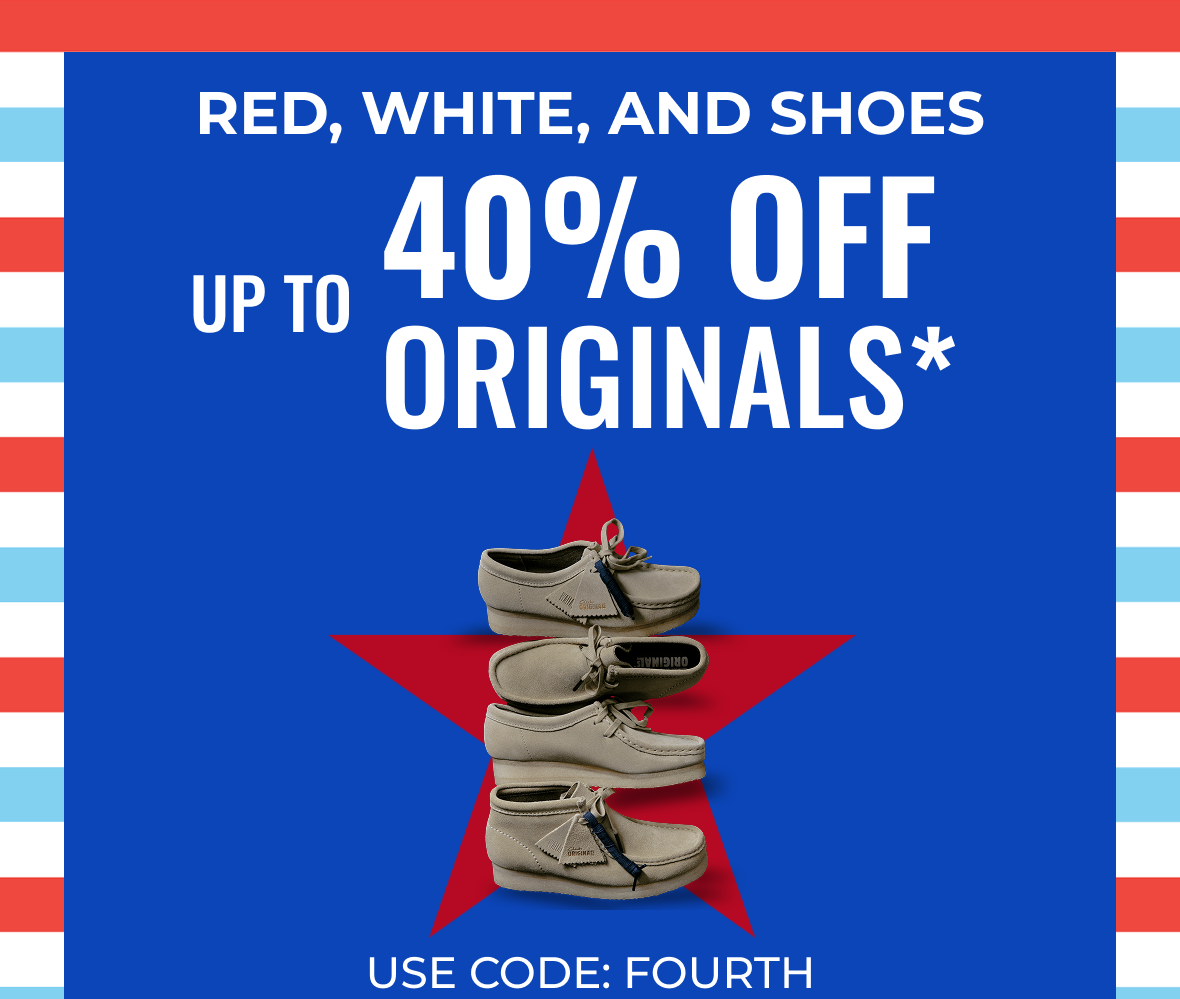 RED, WHITE, AND SHOES | Up to 40% off ORIGINALS Use Code: FOURTH | Shop Now