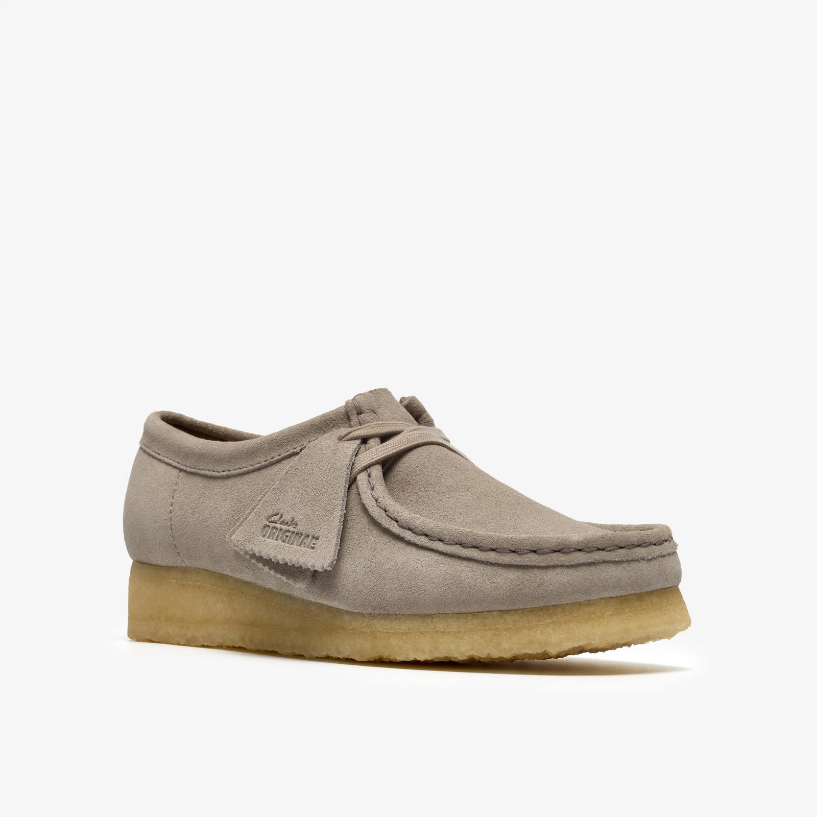 Shop Wallabee Pale Grey Suede