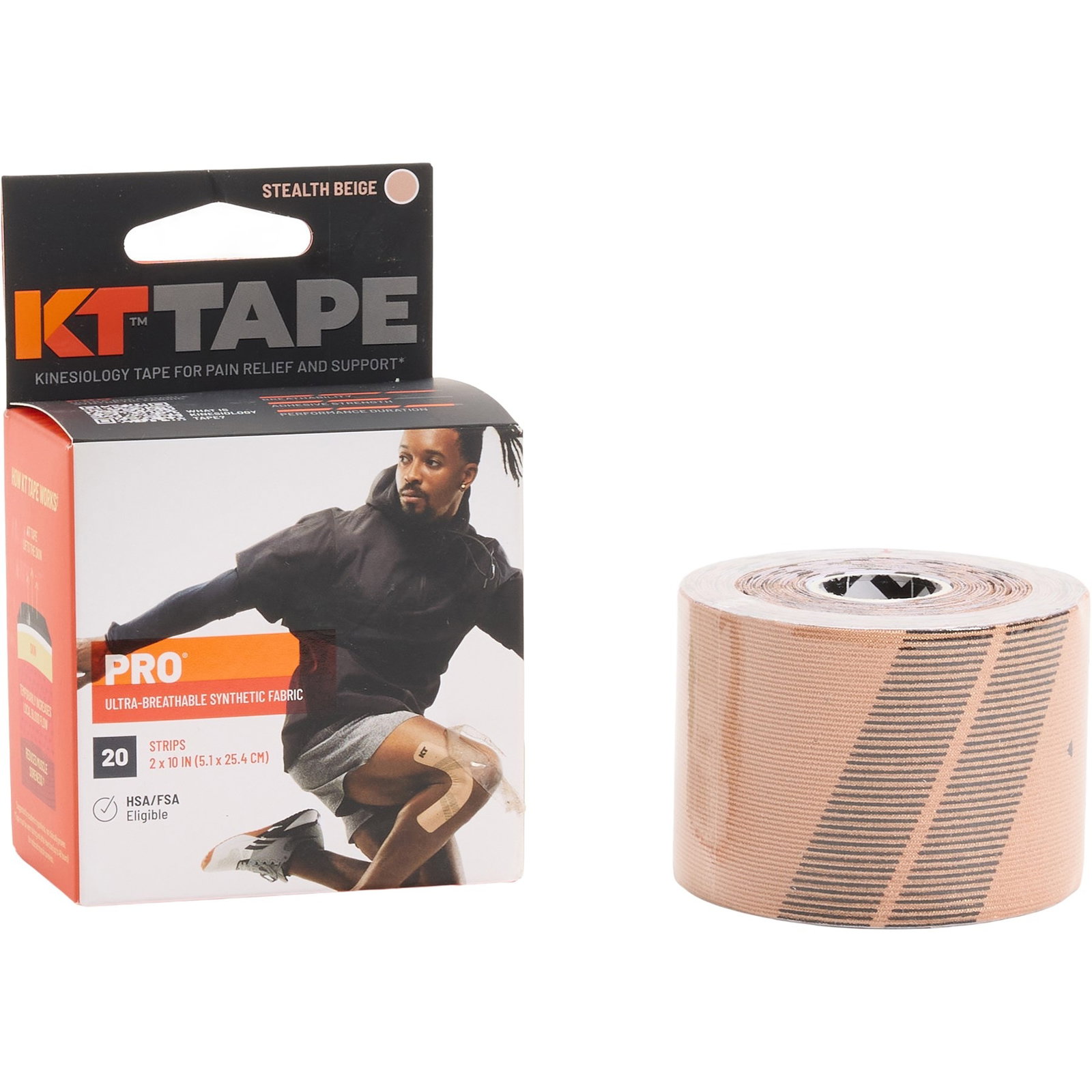 KT Tape Pro Kinesiology Therapeutic Pre-Cut Strips | Stealth Beige | Breathable Fabric