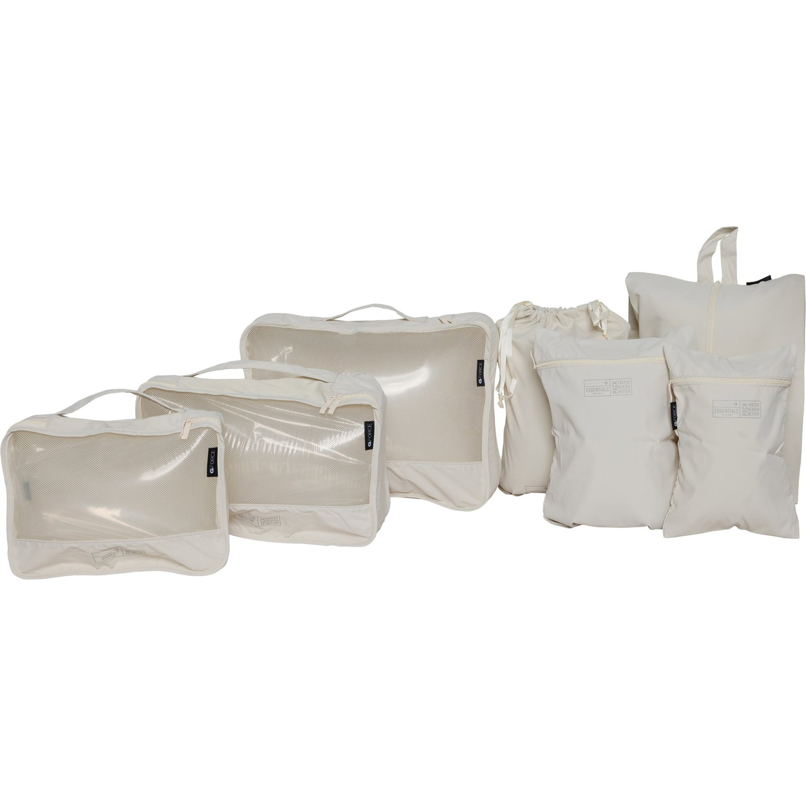 GFORCE CloudCare Ultimate Packing Cube Set | Stone | Breathable Fabric