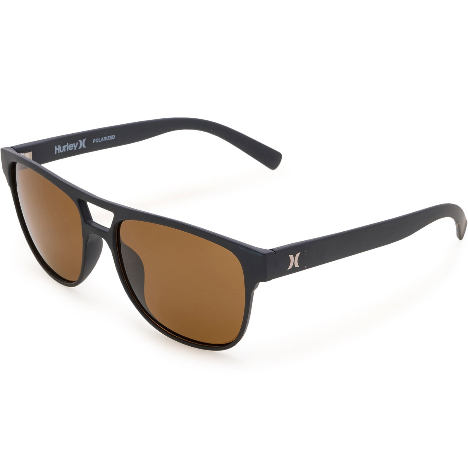 Hurley Rounded Aviator Sunglasses for Men | Matte Black/Brown