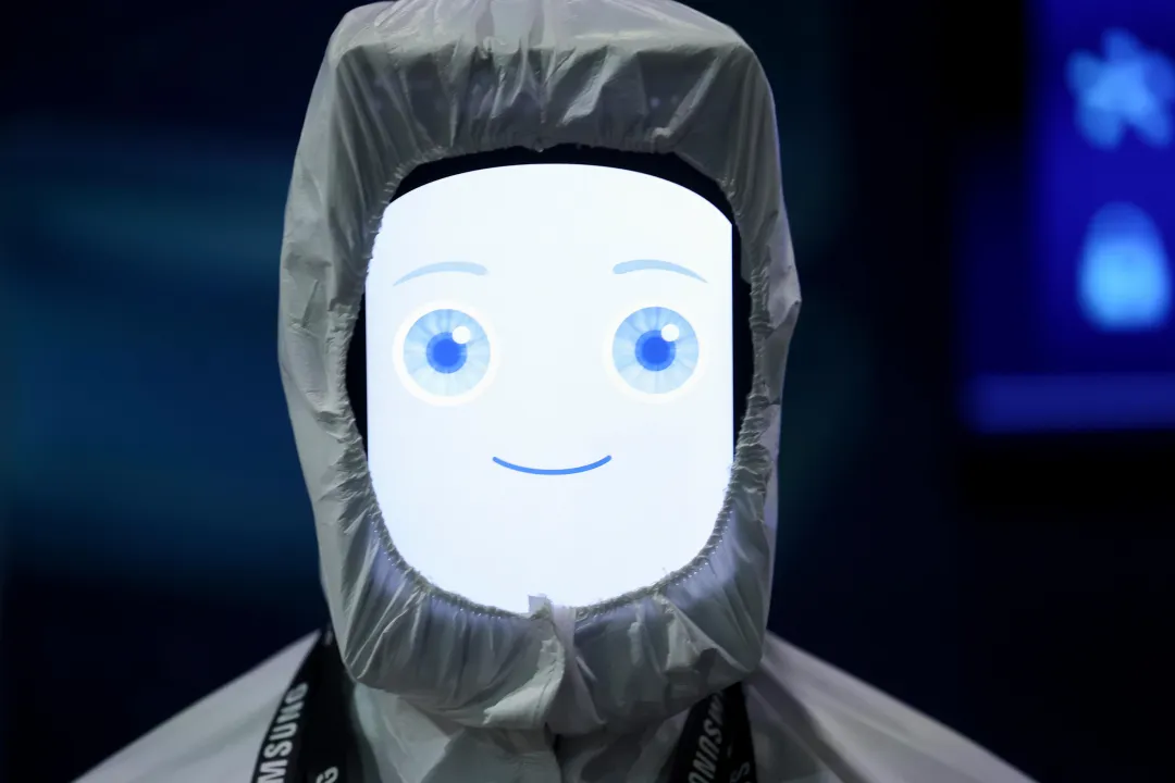 A Hewlett Packard Enterprise AI robot on the show floor during the HPE Discover event on June 16, 2026, in Las Vegas. Ian Maule/Bloomberg via Getty Images