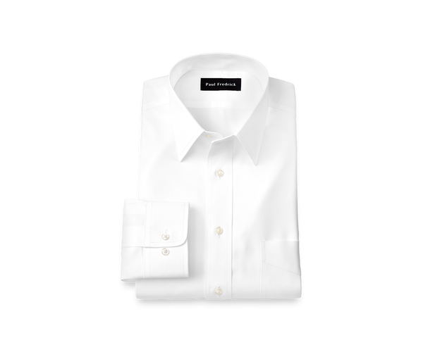 Non-Iron Cotton Pinpoint Solid Point Collar Dress Shirt - White-Classic Fit / 17.5 / 35