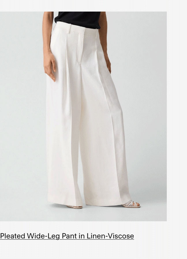 Pleated Wide-Leg Pant in Linen-Viscose
