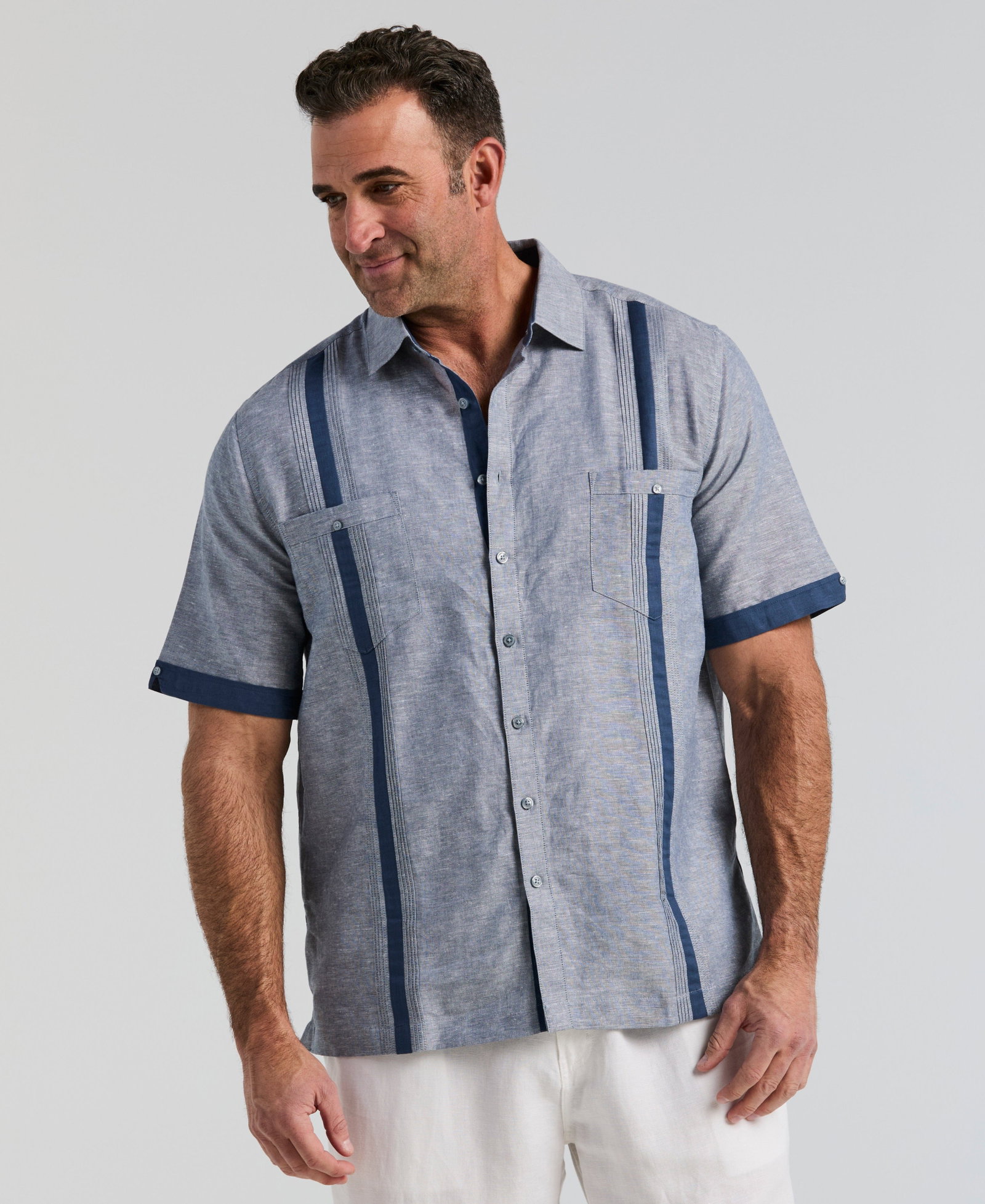 Image of Big & Tall Linen-Blend Guayabera