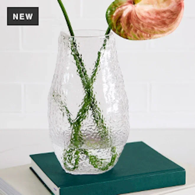 Thread Office Textured Tall Glass Vase, 25cm