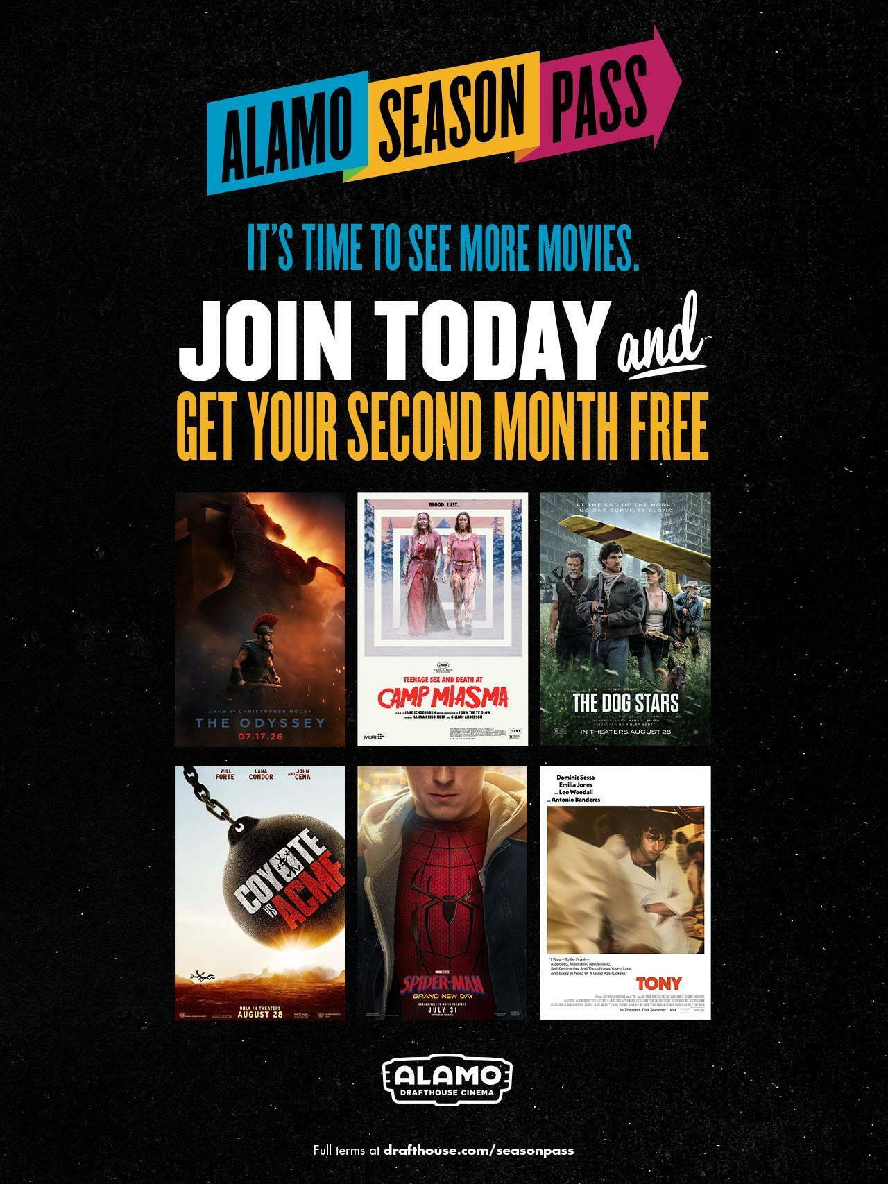 Join Alamo Season Pass and get your second month on us