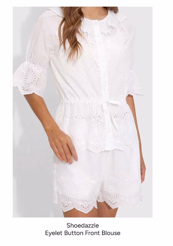 Eyelet Button Front Blouse