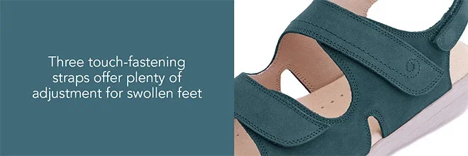 Three touch-fastening straps offer plenty of adjustment for swollen feet