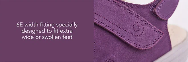 6E width fitting specially designed to fit extra wide or swollen feet