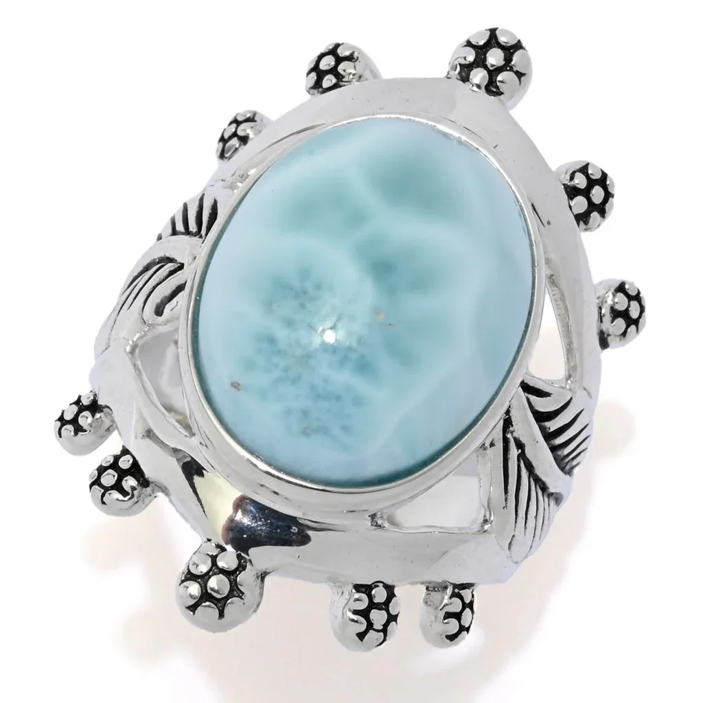 Image of Southwest Elements Sterling Silver 16x12mm Larimar Ring