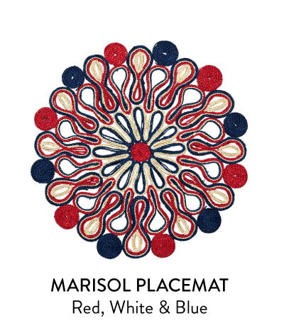 Marisol Placemat in Red, White & Blue , Set of 4