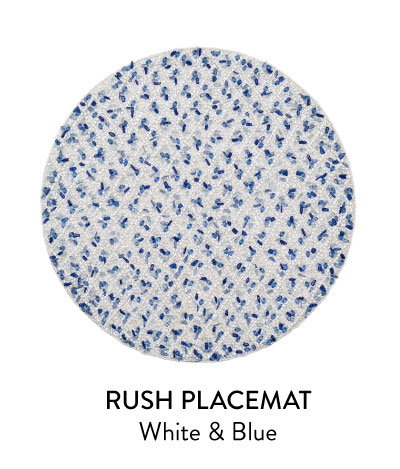 Rush Placemat in White & Blue, Set of 2