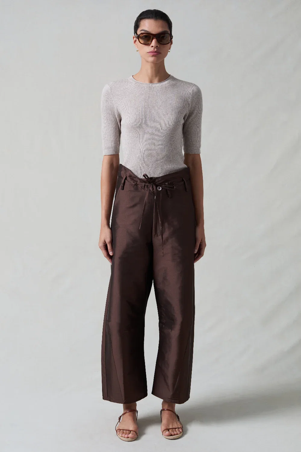 Image of Techno Taffeta Barrel Pant Chocolate