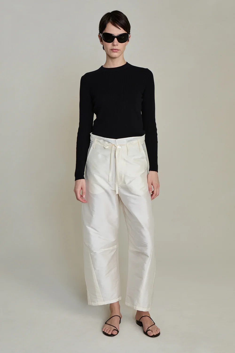 Image of Techno Taffeta Barrel Pant Pearl