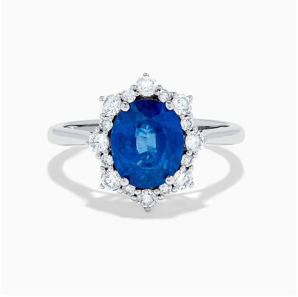 Effy Hematian 14K White Gold Blue Sapphire and Diamond Halo Ring