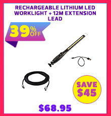 Rechargeable Lithium LED Worklight + 12m Extension Lead