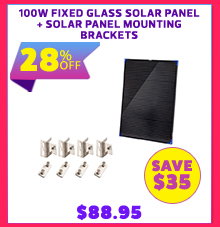 100W Fixed Glass Solar Panel + Solar Panel Mounting Brackets