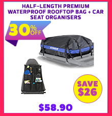 Half-Length Premium Waterproof Rooftop Bag + Car Seat Organisers
