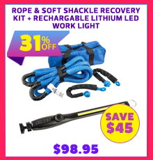 Rope & Soft Shackle Recovery Kit + Rechargable Lithium LED Work Light