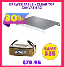 Drawer Table + Clear Top Canvas Bag