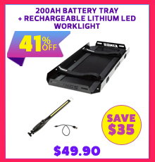 200AH Battery Tray + Rechargeable Lithium LED Worklight