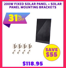 200W Fixed Solar Panel + Solar Panel Mounting Brackets
